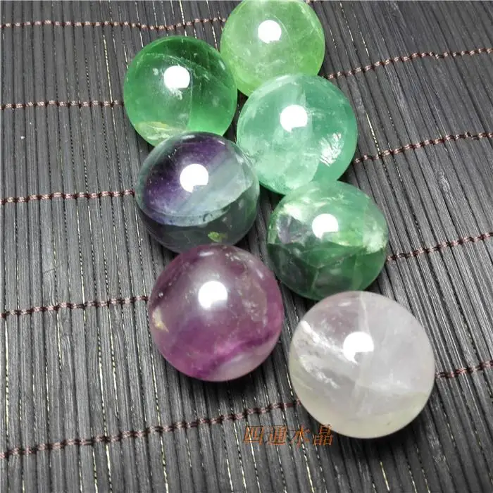 Free Shipping  30MM Natural Gemstone Fluorite Sphere Crystal Globe Ball Chakra Healing Reiki Stone Carving Crafts,Minerals