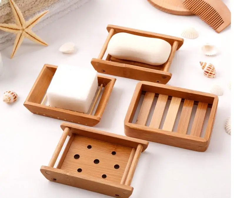 Free shipping 200pcs creative bathroom handmade draining wooden simple bamboo soap box soap dish