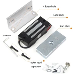 DC12V & 24V 60kg serratura elettromagnetica bobina di rame puro 120lbs forza di tenuta per il controllo elettrico magnetico dell'armadio della porta