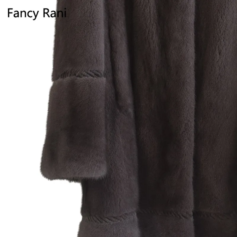 Fancy Rani Winter Genuine Mink Fur Coats For Women Natural Full Pelt Coat with Hood Fashion Overcoat Real Mink Fur Coat Hooded