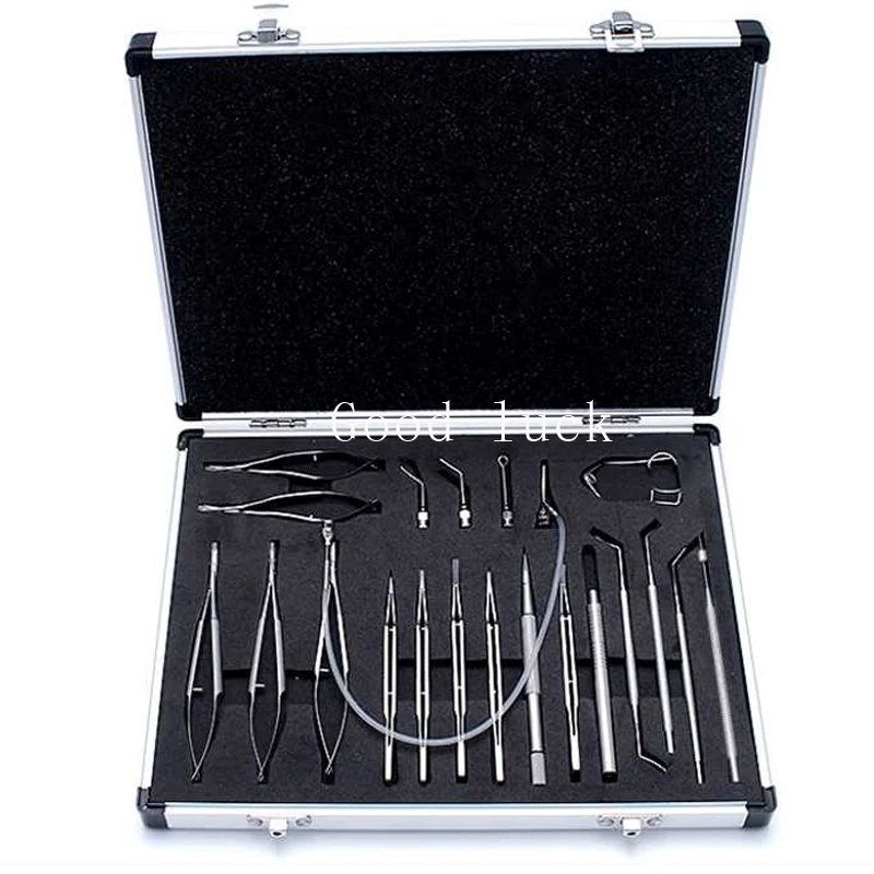 21PCS Stainless Steel Eye Ophthalmic Cataract & Intraocular Set Surgical Instrument Eye Micro Surgery Tools