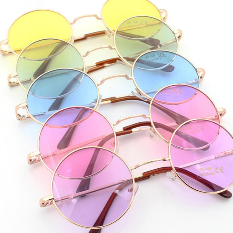 Retro hippie Metal Lennon round sunglasses women Metal frame circle round tinted lens sunglasses Super hippie chic style