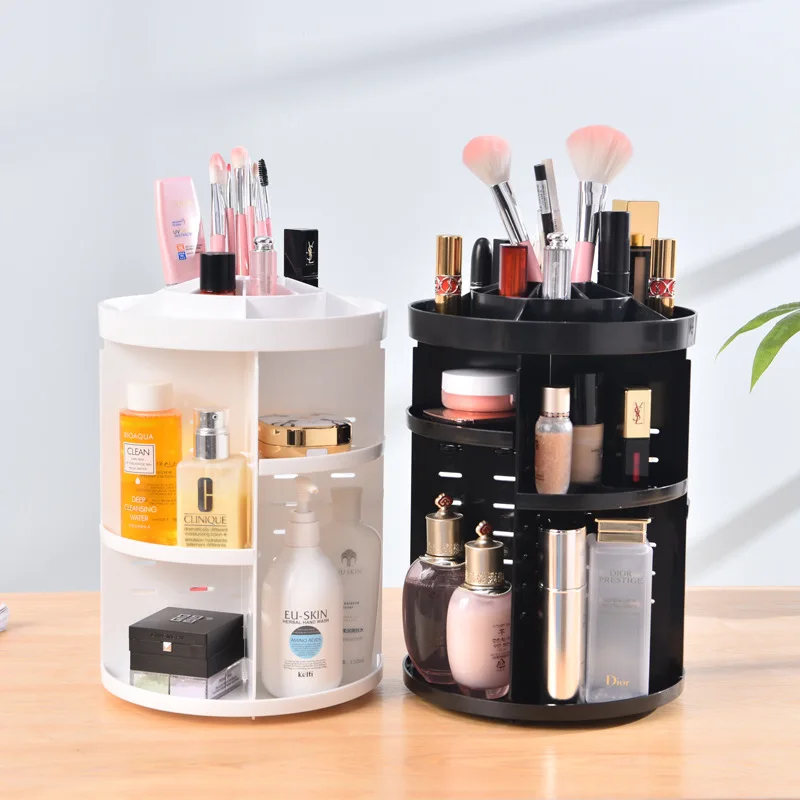 360 Degree Rotating Cosmetic Storage Box Makeup Organizer Cosmetics Storage Rack Fashion Crystal helf Display Stand High Capacit