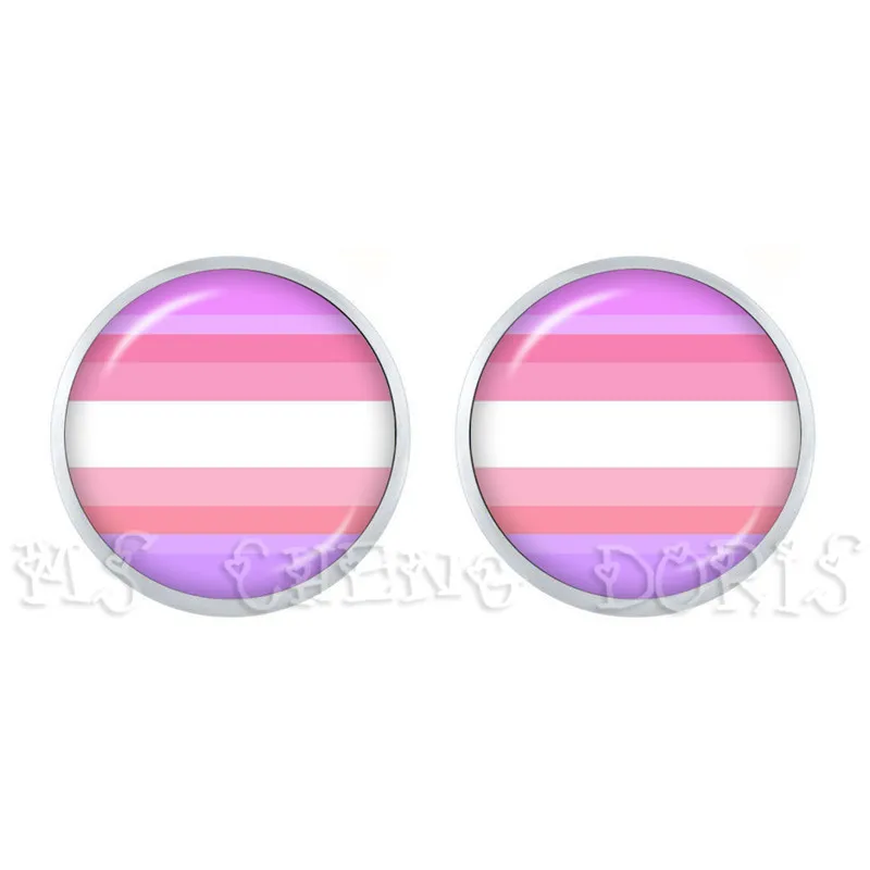 Bi Pride Stud Earrings LGBT Earrings Hypoallergenic Ear Nail Gay Pride Jewelry Rainbow Flag Glass Cabochon Earrings Jewelry image 4