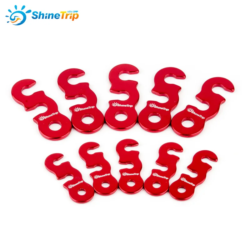 ShineTrip 10pcs Tent Rope Buckles Aluminum Alloy Outdoor Camping Wind Rope Stopper Wigwam Awning Adjustable Buckle