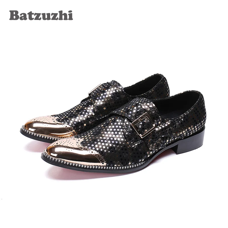 

Batzuzhi, модная мужская обувь Zapatos Hombre, красивые деловые кожаные модельные туфли, мужские индивидуальные вечерние туфли с острым металлическим носком