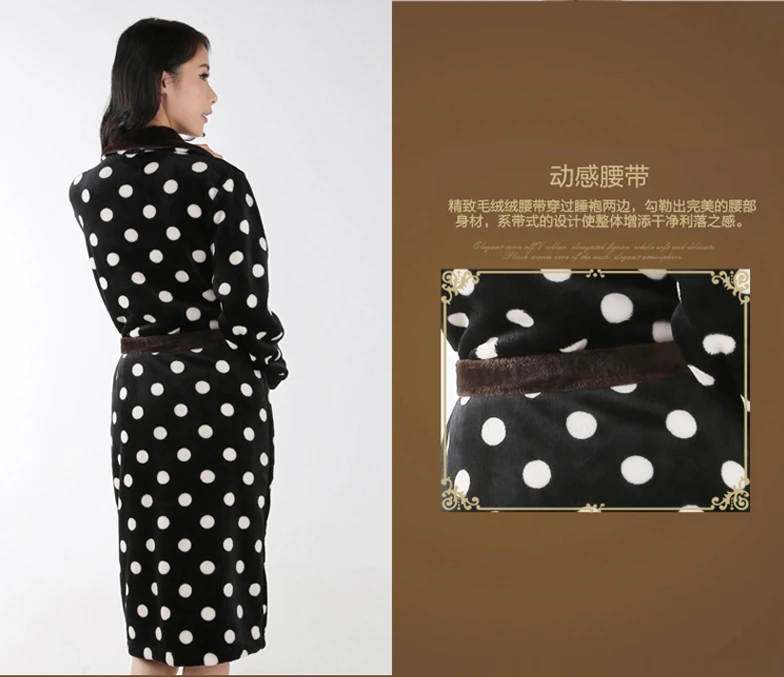 Women Style Sexy Polka Dot Bridesmaid Robes Womens Bathrobe Woman kimono Winter Robe femme Wedding Dressing Gown batas de seda