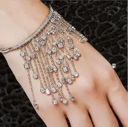 2018 new arrive bridal wedding enegagement gift long chain bezel sparking cz charm silver color luxury bangle bracelet