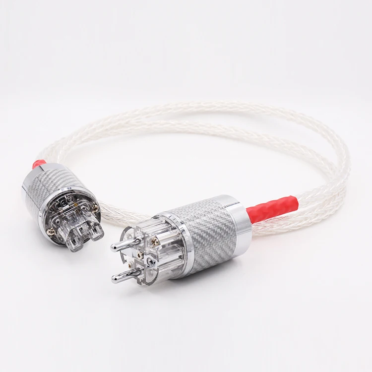 

2M 8AG 8core Twist Silver plated OCC Power Cable Carbon fiber EU Power cable amplifier spar parts