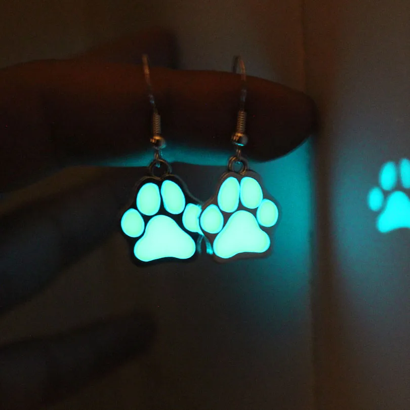 THE Bear paw print Ear Cuff GLOW in the DARK Ear earrings Earring eardrop Clip dangler WOMEN girl gift for your's