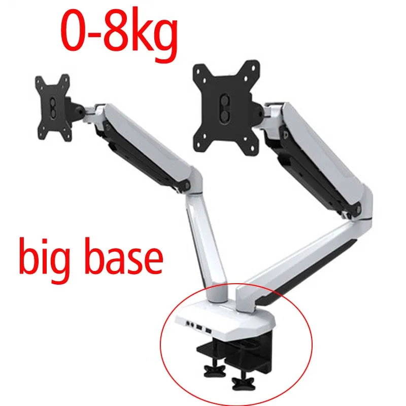 

D-mount 27" full motion air press gas strut double lcd tv mount dual screen 360 rotate 2 monitor desktop support holder bracket