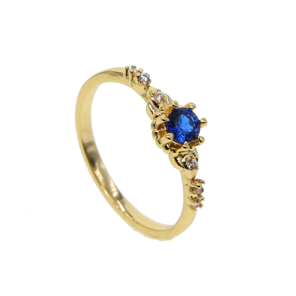 simple fashion blue stone RING for girl gold color minimal delicate jewelry factory drop shipping promotion cute rings