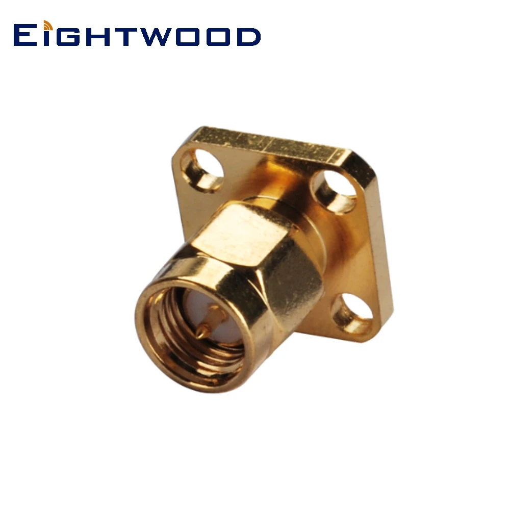 Eightwood 5PCS SMA Plug Male RF Coaxial Connector Adapter Panel Mount 4-Hole with Extended Dielectric for Antenna Base station