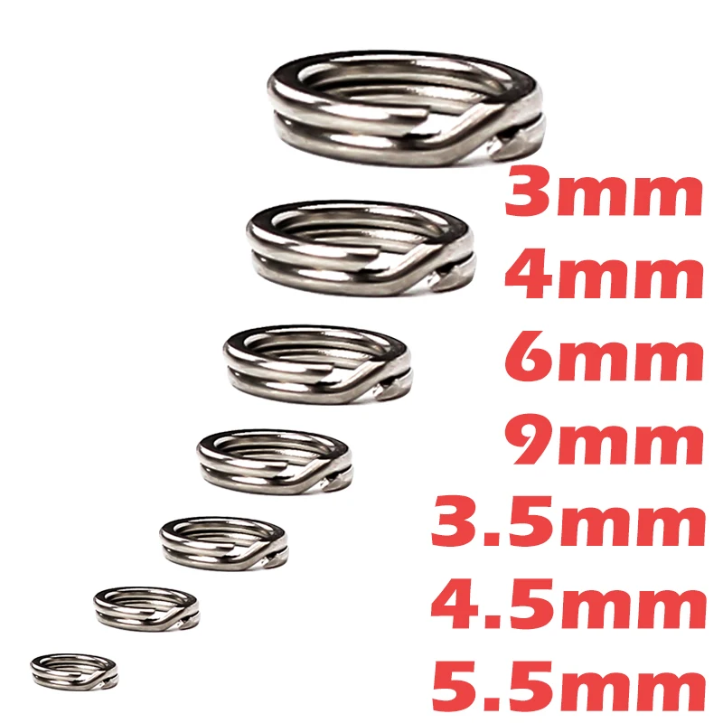 60Pcs Fishing Rings Stainless Steel Split Rings Fishing Tackle  Strengthen Solid Ring Lure Connecting Ring Fish Accessories