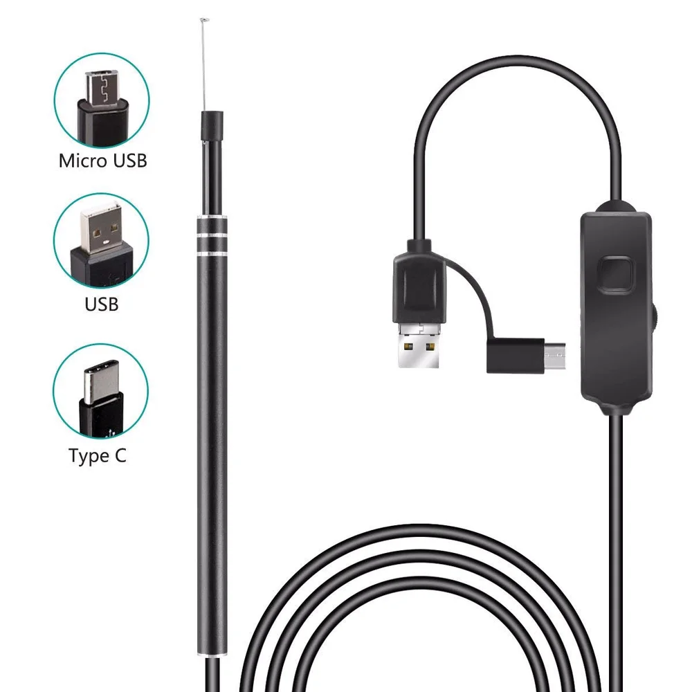 

3 in 1 USB Ear Cleaning Endoscope HD Visual Ear Spoon Functional Diagnostic Tool Ear Cleaner Android 720P Camera Ear Health Care