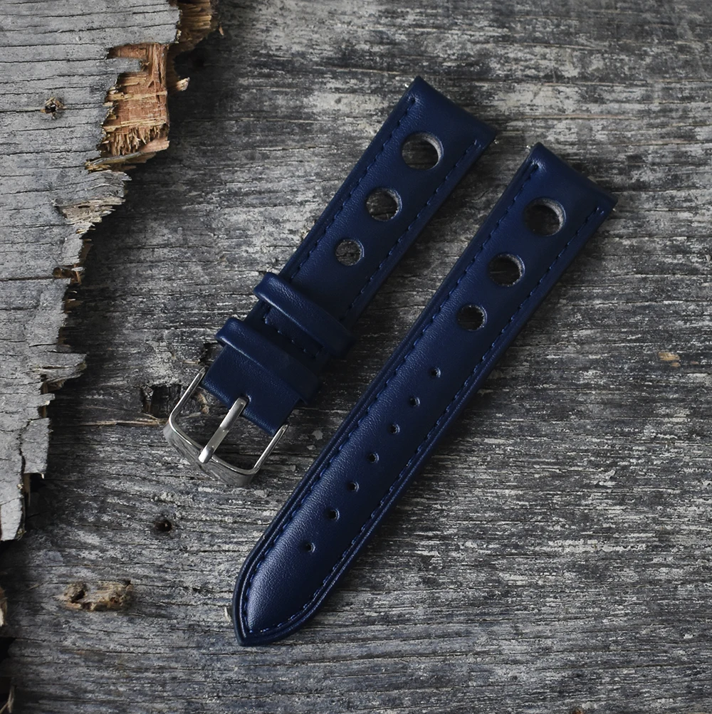 Watch Strap Band Genuine Leather 18mm 20mm 22mm Watchbands Black Brown Blue Men Bracelet Blet Accessories Steel Buckle KZ3H04