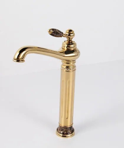 EMS(DHL) Free shipping  Ti-PVD Finish Brass Bathroom  tall vessel sink  stone crystal Faucet mixer tap