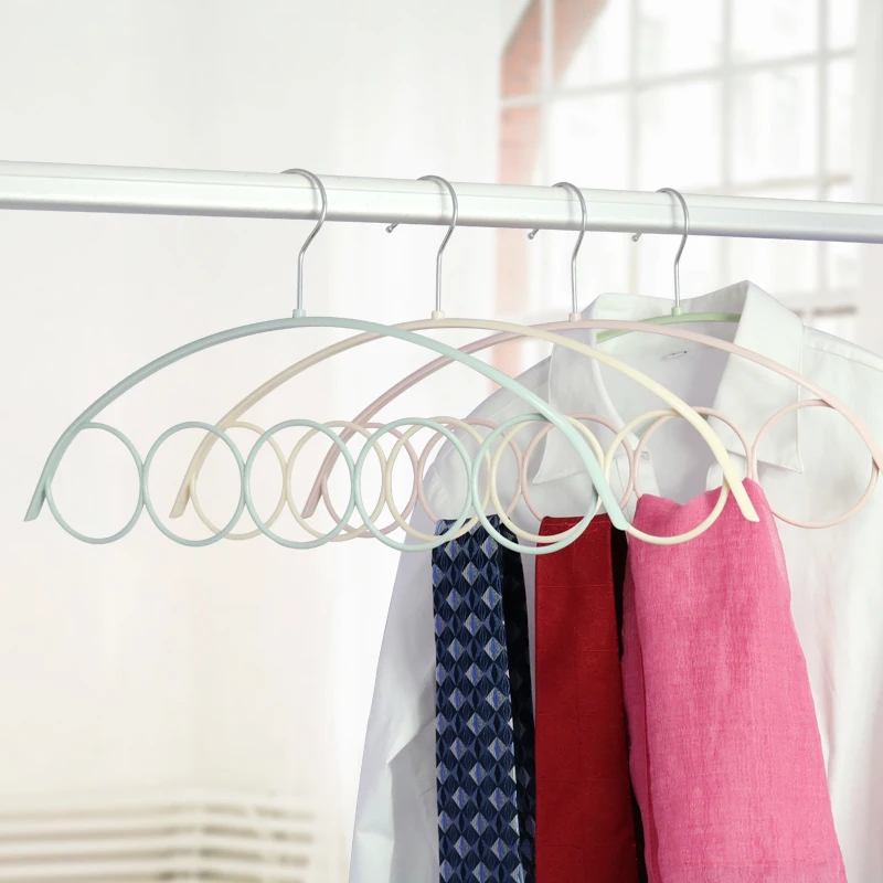 5pcs/lot 41cm Plastic Hanger Multi-function Non-slip Belt Tie Scarf Towel Rack Five Rings Circle Clothes Racks