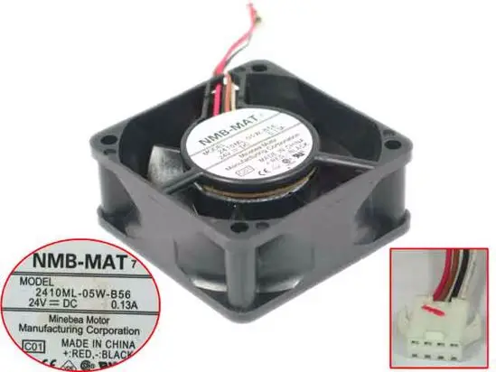 

NMB-MAT 2410ML-05W-B56 C01 DC 24V 0.13A 60x60x25mm 4-wire Server Cooling Fan