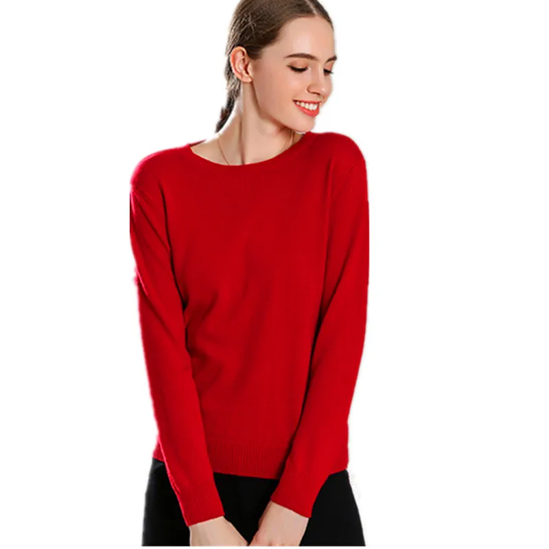 

Women's Cashmere Sweater, Knitted Pullovers, Monochromatic, Long Sleeve, O Neck, Fashion, S-XXXL, 2024