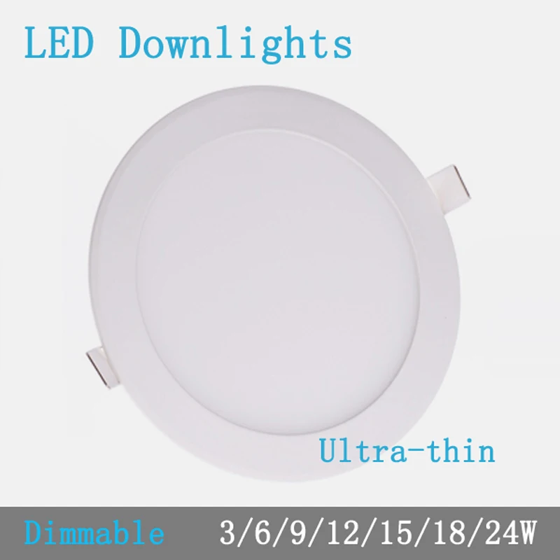 Thickness 3W/6W/9W/12W/15W/18W/24W round dimmable LED downlight  emergency LED panel / painel light lamp for bedroom luminaire