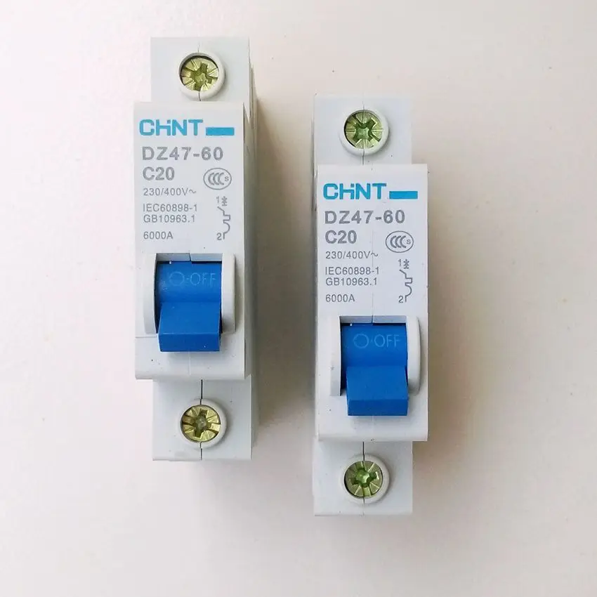 CHINT DZ47-60 C20 AC230/400V 1P 20A Rated Current 1 Pole Miniature Circuit Breaker C45