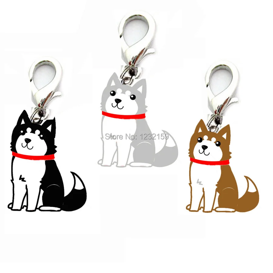 2PCS/LOT Poodle Pet pendant Stainless steel pet dog tag dogs Necklace pendant Husky Teddy chihuahua keyring jewelry bag 2019