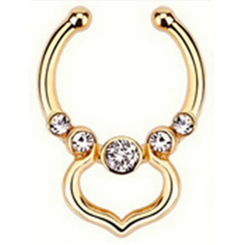 Indian Crystal Snag In The Nose For Women Fashion Clip Hoop Stud Female Body Jewelry Wedding Party Friends Gift