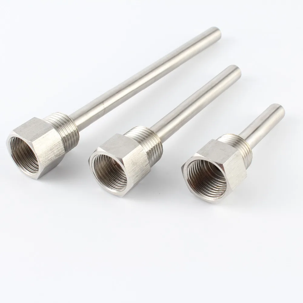 High quality 6.5CM TO 15CM  Length Stainless Steel 304 Thermowell Kit With 1/2'' DN15 Lock Nut Homebrew Thermometer Part