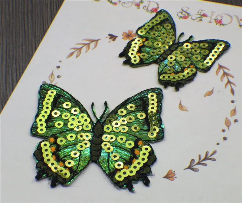 AHYONNIEX Marke 1PC pailletten schmetterling patch Eisen auf patches für kleidung kostüm kleber stickerei paste rock dekoration – Detail 10