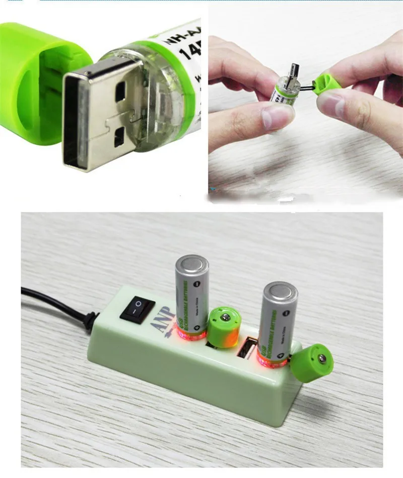 Best Price For 2Pcs AA Battery Nimh AA 1.2V 1450MAH Rechargeable Li-ion USB AA 1450 With Colorful Card