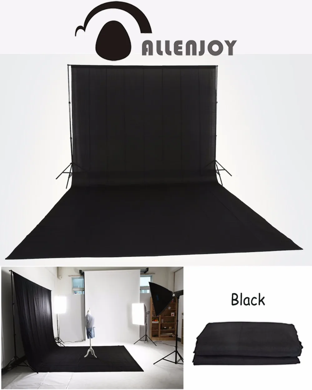 Allenjoy Green screen background chroma key more color Options Customized Size Professional Photo Lighting Studio