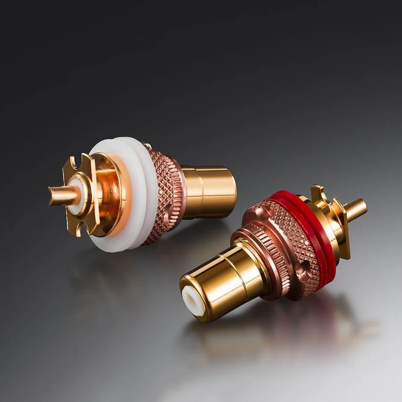 EIZZ Tellurium Copper Female RCA Socket Audio Video Coaxial Connector Nickel Free 24K Gold Plated Panel Chassis Mount