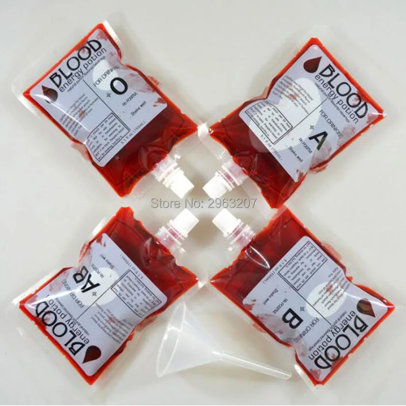 500pcs 150ml Halloween Blood Bag Juice Energy Drink Bag Party Cosplay Pouch Props Vampires Reusable Package Bags