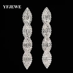 YFJEWE New Style Earring Female Fashion Crystal Drop Long Earrings for Women Bridal Wedding Jewelry Best Gift for Christmas E376