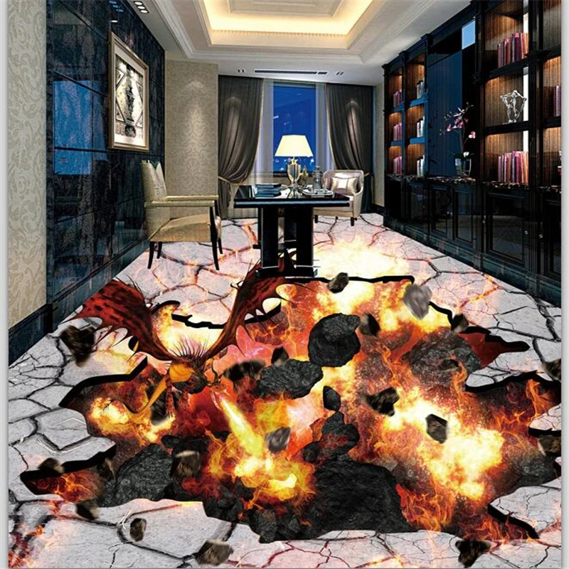 

Пользовательская отделка пола, картина 3D Spritz Fire Spitfire Flames Crack, самоклеящиеся 3d обои drew papel de parede