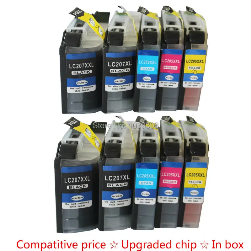 

10PK Ink cartridge Compatible For Brother LC207 LC205 For Brother MFC-J4320DW J4420DW J4620DW J5520DW J5620DW J5720DW