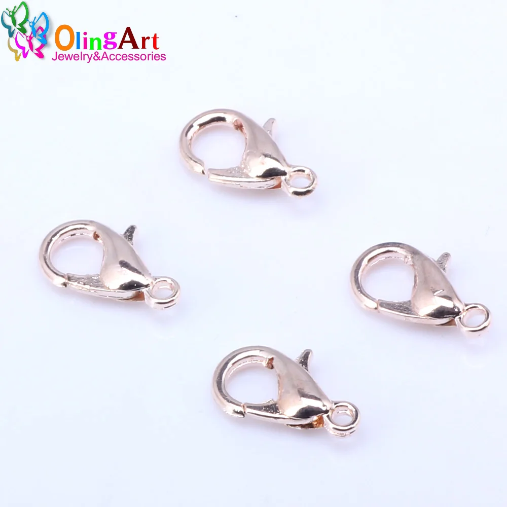 OlingArt 12mm 48pcs/lot Lobster Rose Gold Series Hooks for Necklace/Bracelets DIY Jewelry making