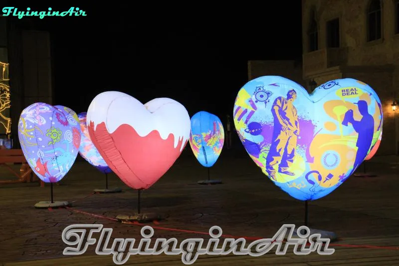 Heart-shaped Light Inflatable Light Balloon with Holder for Square