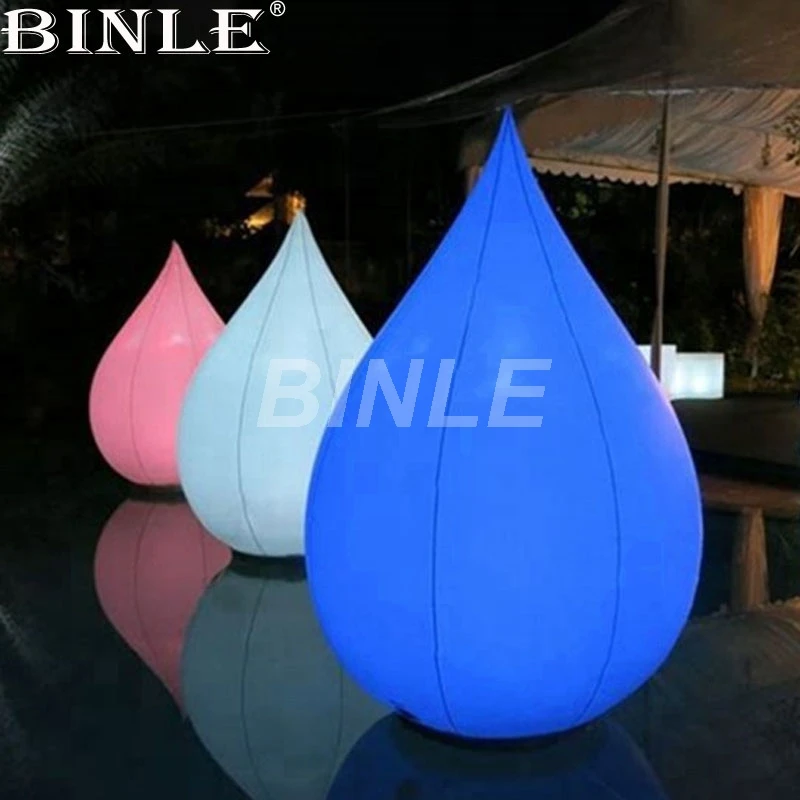 

New event/party/stage decoration waterdrop shaped colorful ground inflatable led light decoration color changing