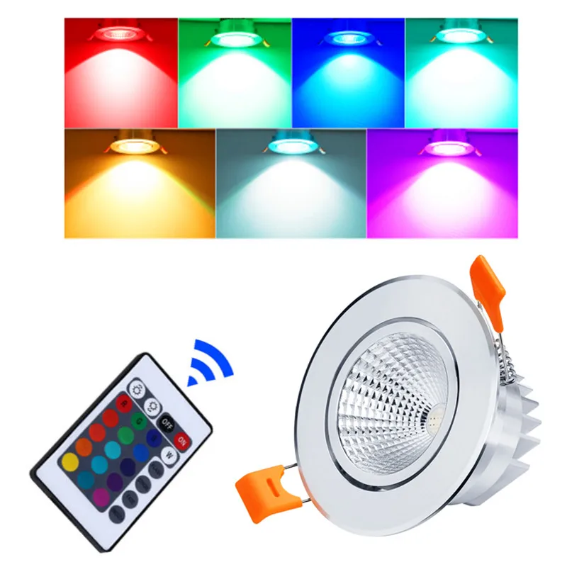 LED typu Downlight RGB 5w 10w 15w oświetlenie panelowe LED ukryte wpuszczone w sufit światła z pilotem KTV sypialnia korytarz hotelowy