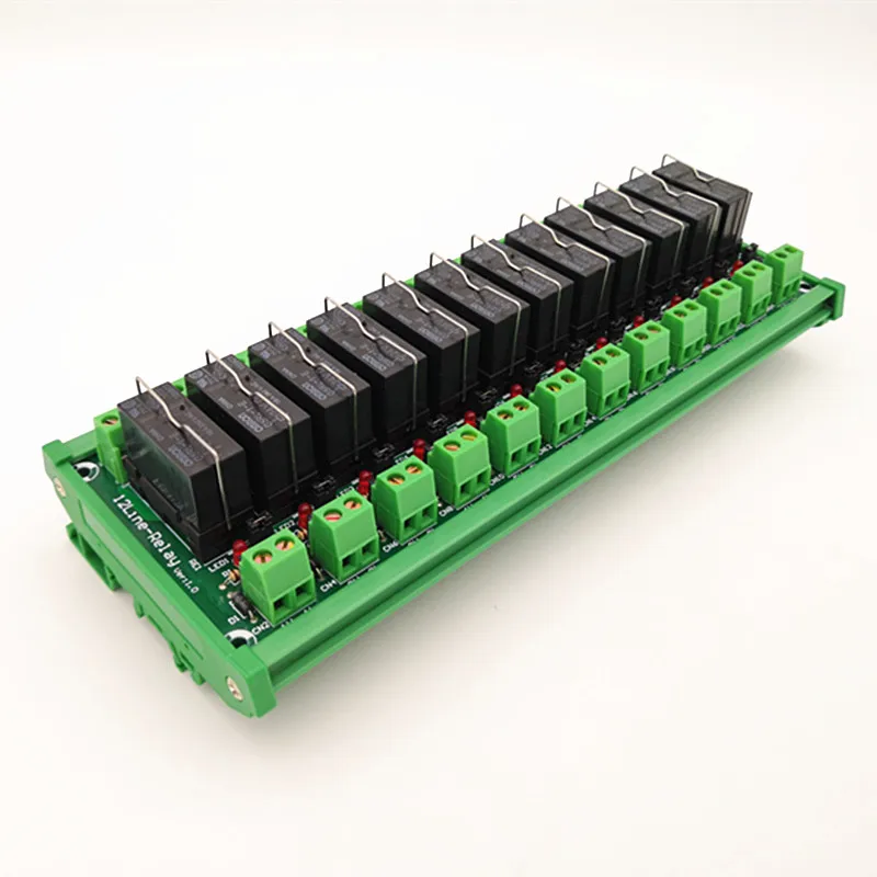 DIN Rail Mount 24VDC Relay Module 12 SPDT 16A Power Relay Interface Module,G5RL-1-E 24VDC Relay Module .