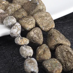 8-10mm 12-14mm 15-20mm Pick Size Natural Pyrite Stone Beads Loose Polishing Pyrite Stone Beads DIY Jewelry Making Accessories