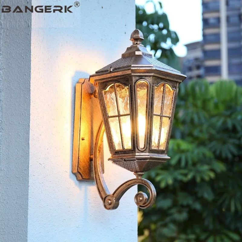 

European Outdoor Sconce Wall Lights Vintage IP65 Waterproof Antirust LED Wall lamp Garden Porch Aisle Glass Aluminum Lighting