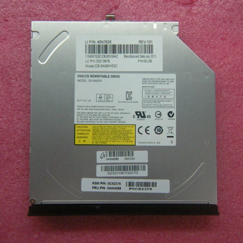 Gốc ds-8a9sh sata dvd/cd rewritable drive w/faceplate đối với lenovo thinkpad e430 e430c e435 e530 e535 series, fru 04w4089