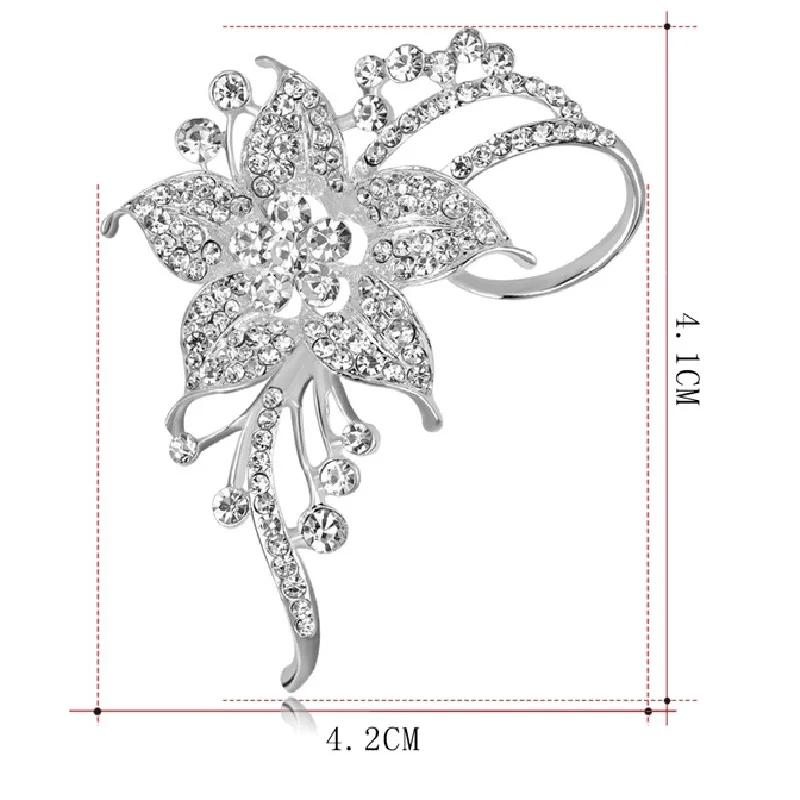 

50 pcs/lot Luxury Daffodil Flower Rhinestone Crystal Brooch Pins For Women's Broach pin