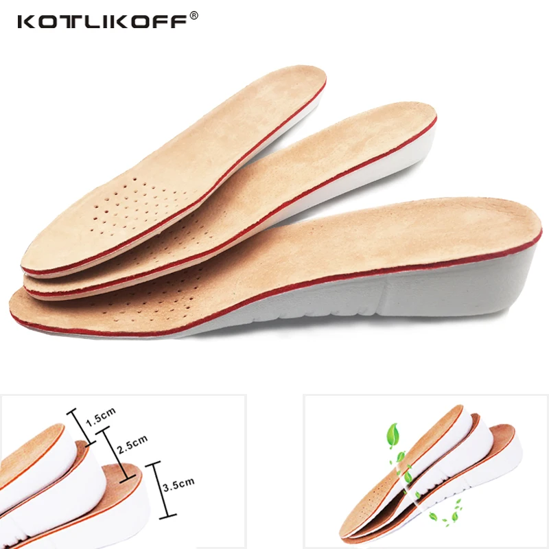 KOTLIKOFF Leather Insoles Height Increase insole Pigskin shoe pad inserts foot care pad Shoe accessories for shoes Men Women pad