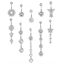1pc High Crystal Dangle Surgical Steel Naval Ring Waterdrop Butterfly Belly Button Rings Sexy Belly Bar Body Piercing Jewelry