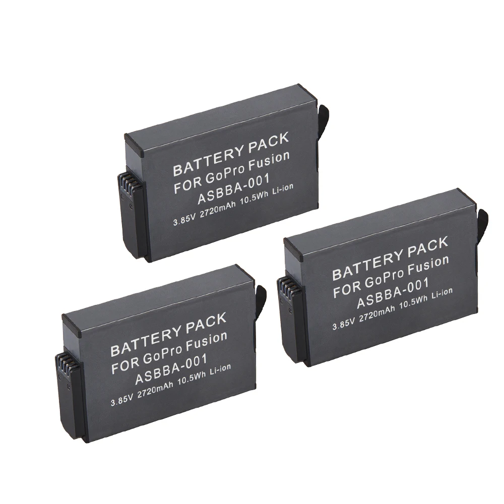 

3Pcs 2720mAh GoPro ASBBA-001 ASBBA001 ASBBA 001 Replacement Battery for Gopro Fusion 360-Degree Action Camera Wholesale