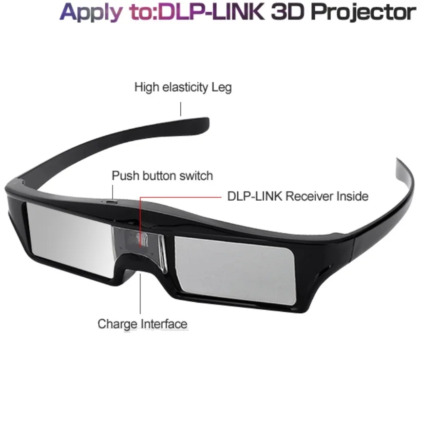 ELECTSHONG DLP 3D Active Shutter Glasses for Optoma Epson/Sony LG Acer DLP-LINK Projectors Gafas 3D Optoma DLP Link 3D Glasses